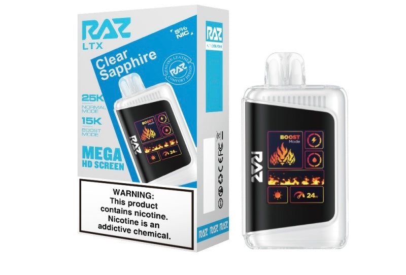 Raz LTX Mega HD Screen Zero Nicotine Disposable Vape - 25,000 Puffs
