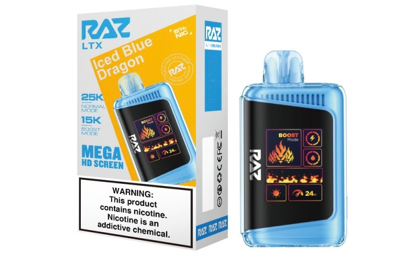 Raz LTX Mega HD Screen Zero Nicotine Disposable Vape - 25,000 Puffs