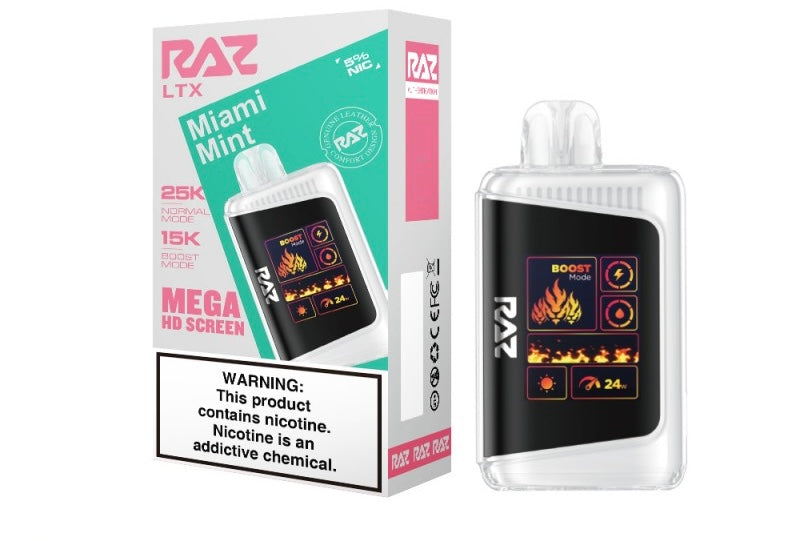 Raz LTX Mega HD Screen Zero Nicotine Disposable Vape - 25,000 Puffs